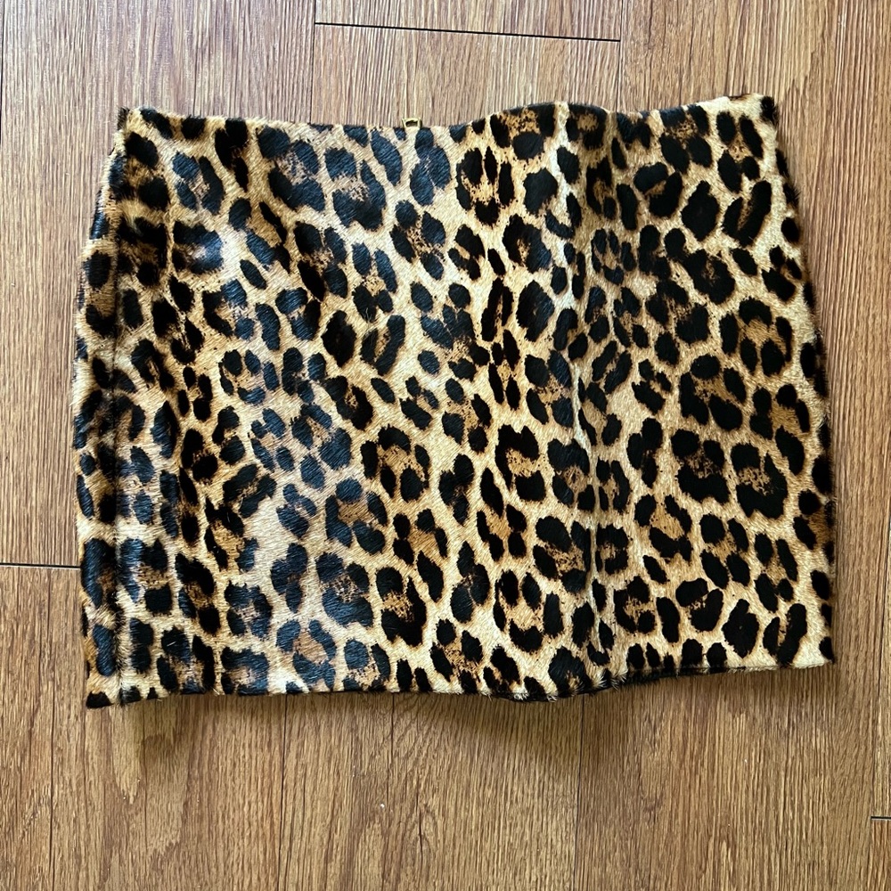 Are You Am I leopard fur mini skirt